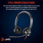 Micro-casque Poly Blackwire 3320 stéréo USB-C certifié Microsoft Teams + adaptateur USB-C/A (8X220AA) – Image 5