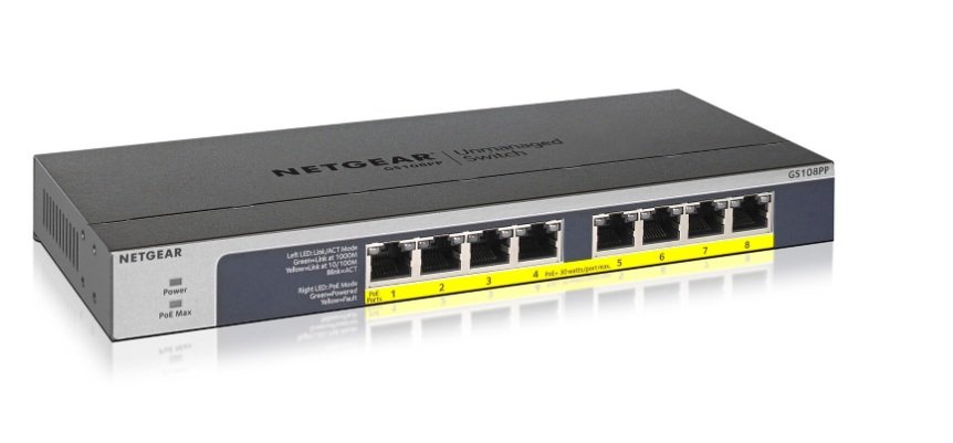 GS108PP-100EUS Switch NETGEAR 8 ports PoE+ 10/100/1000 Mbps (GS108PP-100EUS) – Image 1