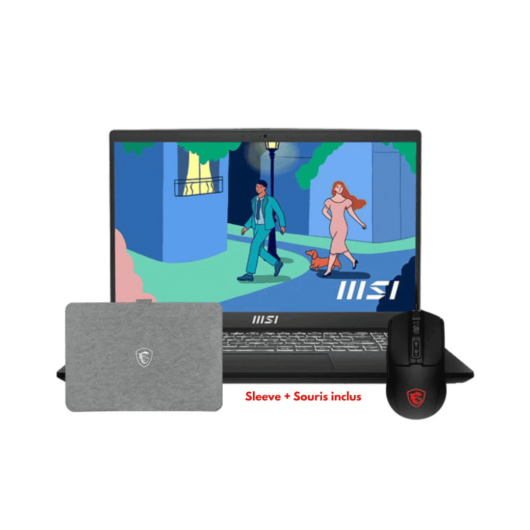 4711377329323.png Ordinateur Portable MSI-MODERN 15 H C2RMG-298MA 15.6 FHD IPS – Intel Core 9-270H 16GB DDR4 512GB W11H + Sleeve + Souris (4711377329323) - Image 1