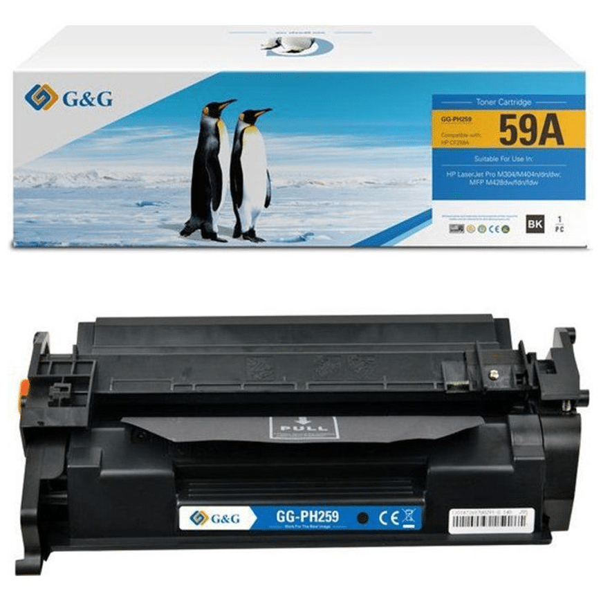 59A-BLACK-G-G-LASERJET-TONER-LA-SERIE-M404-M428.png Toner Compatible – G&G – HP 59A – Noir – 2 Cartouches – 3000 Pages (CF259A-G&G) - Image 1