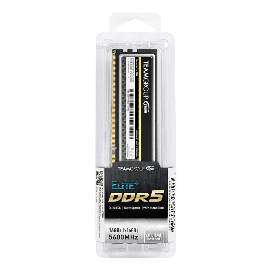 TEAM-ELITE-UDIMM-DDR5-16GB-5600-image-2.png Barrette mémoire de bureau UDDIM DDR5 TEAM ELITE 16 Go 5600 CL46 (TED516G5600C4601) - Image 1