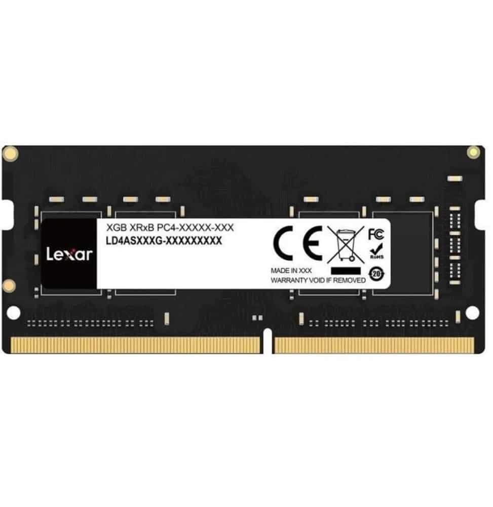 barrette-memoire-lexar-8gb-ddr4-3200mhz-so-dimm-pc-portable-ld4as008g-b3200gsst.jpg Barrette mémoire RAM Lexar – 32 GB DDR4 – SO-DIMM (LD4AS032G-B3200GSST) - Image 1