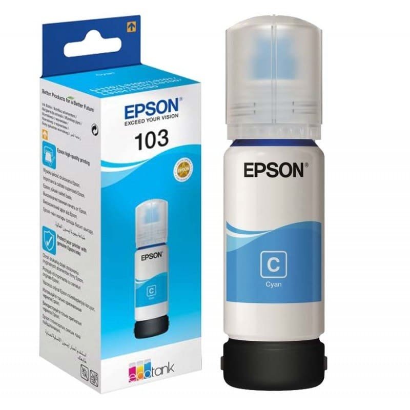 bouteille-d-encre-epson-ecotank-103-cyan Epson 103 Cyan – Bouteille d’encre Epson EcoTank d’origine (C13T00S24A) – Image 1